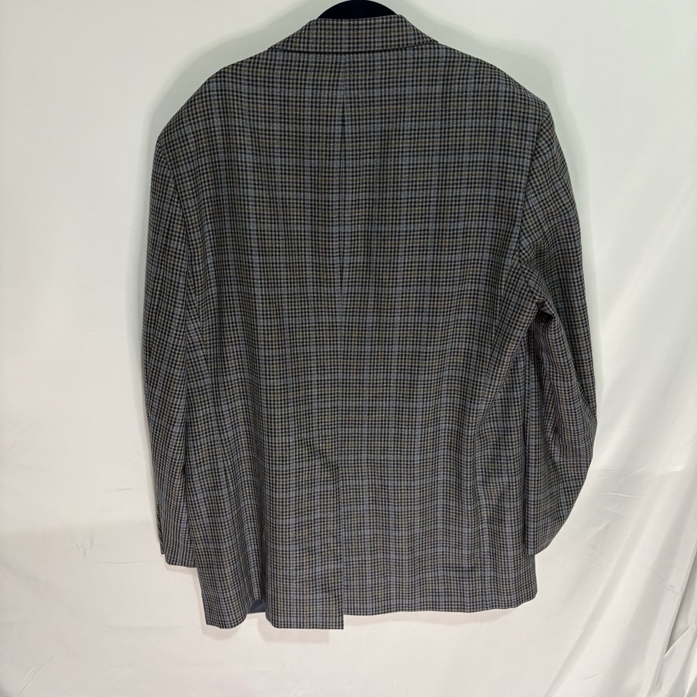 Brooks Brothers 346 Mens Plaid Wool Blazer Jacket Gray 46L Madison 1818